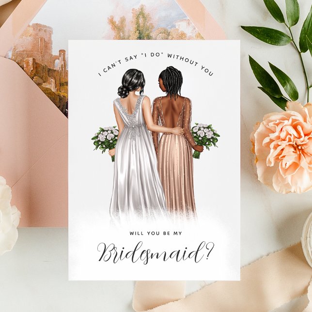 Wirst du meine Bridesmaid sein? Mädchen in Gowns V Einladung (Von Creator hochgeladen)