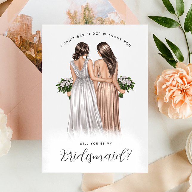 Wirst du meine Bridesmaid sein? Mädchen in Gowns V Einladung (Von Creator hochgeladen)