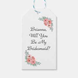 Wirst du meine Bridesmaid sein, rosa, blorfarbig? Geschenkanhänger