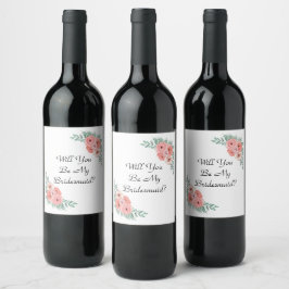 Wirst du meine Bridesmaid sein, rosa, blorfarbig? Weinetikett