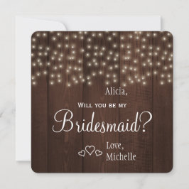Wirst du meine Bridesmaid Tinkelleuchten rustikal Einladung