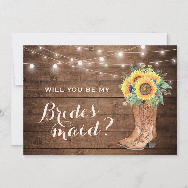 Wirst du meine Bridmaid Rustic Girl Boots Floral s Einladung (Vorderseite)