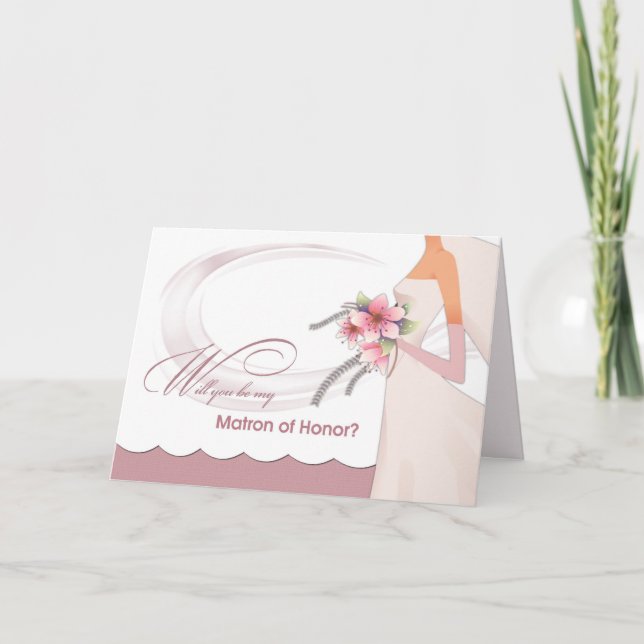 Wirst du meine Ehrenmatrone sein? Dusty Rose Flora Einladung (Vorderseite)