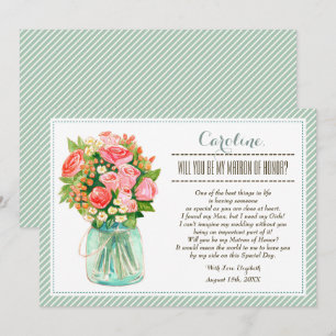 Wirst du meine Ehrenmatrone sein? Mason Jar Floral Einladung