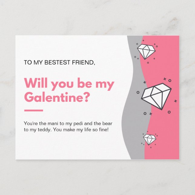 Wirst du meine Galentine sein? Postkarte (Vorderseite)