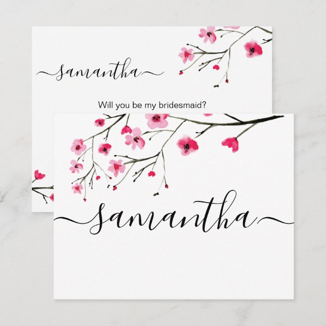 Wirst du meine Hochzeit mit Tscherkernblüte sein? Einladung (Vorne/Hinten)