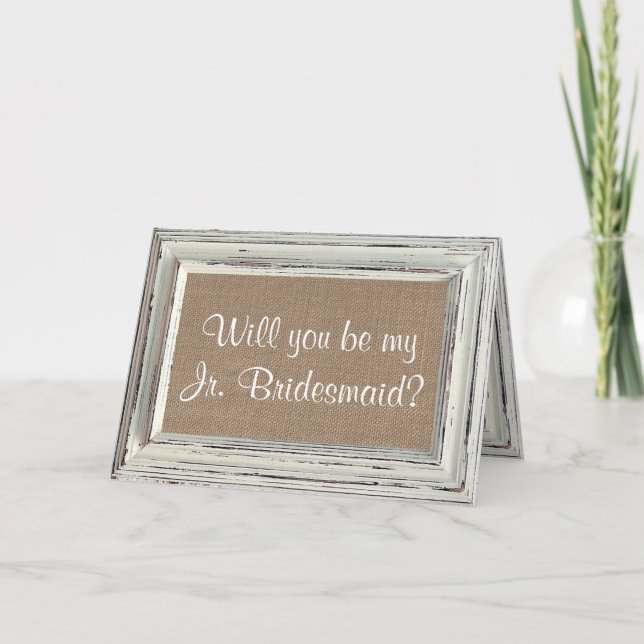 Wirst du meine Jr. Bridesmaid sein? Rustikaler Wei Einladung (Vorderseite)