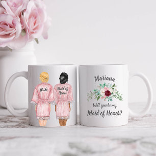 Wirst du meine Maid Ehrenamt? Mädchen in Bademänte Kaffeetasse
