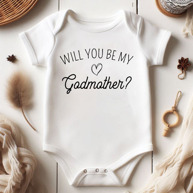 Wirst du meine Mutter sein? Schwangerschaftsankünd Baby Strampler (Will You Be My Godmother? Pregnancy Announcement Baby Bodysuit)