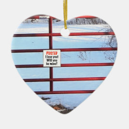 Wirst du meine sein? Farm Gate Valentine Keramik Ornament