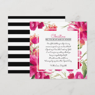 Wirst du meine Trauzeugin sein? Fuchsia Floral Einladung