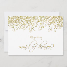 Wirst du meine Trauzeugin sein? Gold Confetti Einladung