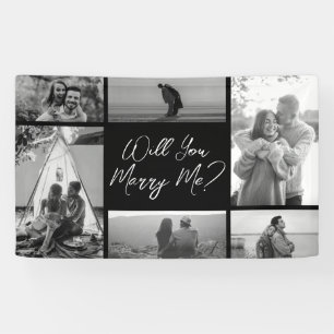 Wirst du mich heiraten 6 Foto Schwarz-Weiß-Collage Banner
