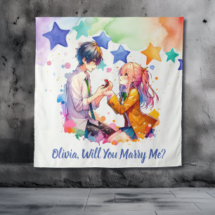 Wirst du mich heiraten Anime-Heiratsantrag Wandteppich