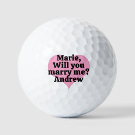 Wirst du mich heiraten? Heiratsantrag & rosa Herz Golfball