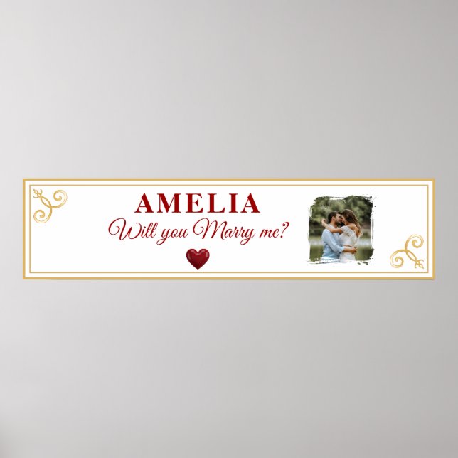 Wirst du mich heiraten Herz Romantischer Antrag Fo Poster (Vorne)
