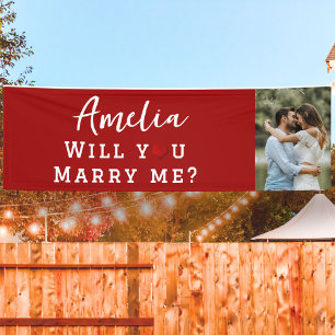 Wirst du mich heiraten Romantisches Verlobungsfoto Banner