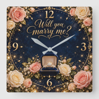Wirst du mich heiraten, Rose Vorschlag Quadratische Wanduhr