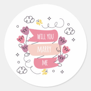 wirst du mich heiraten runder aufkleber