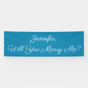 Wirst du mich heiraten? Weiße Schrift, Tief Himmel Banner
