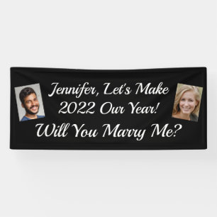 Wirst du mich heiraten? Zwei Fotos, weißer Text, S Banner