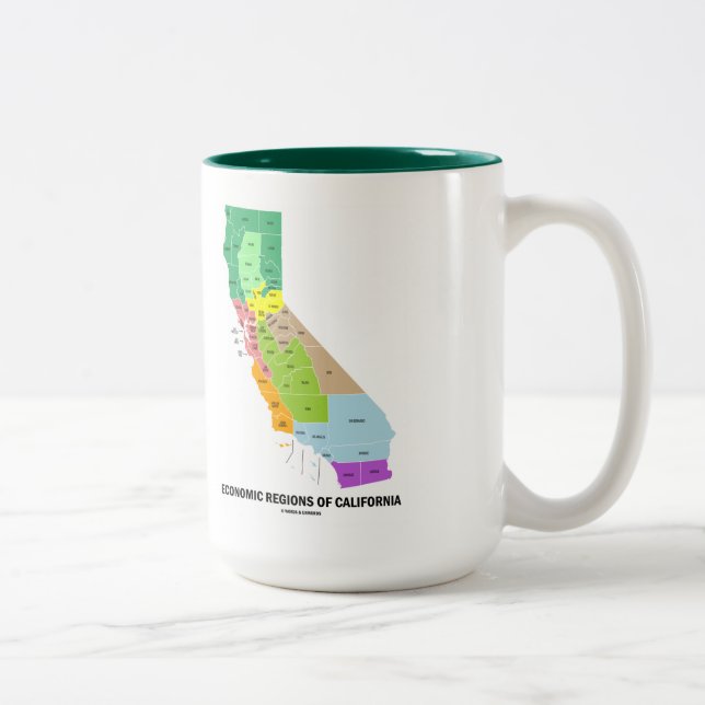Wirtschaftliche Regionen von Kalifornien (Karte) Zweifarbige Tasse (Rechts)