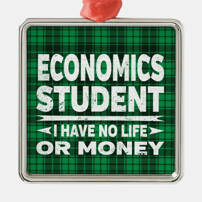Wirtschaftliche Uni Hauptstudentin Green Kariert Ornament Aus Metall (Vorne)