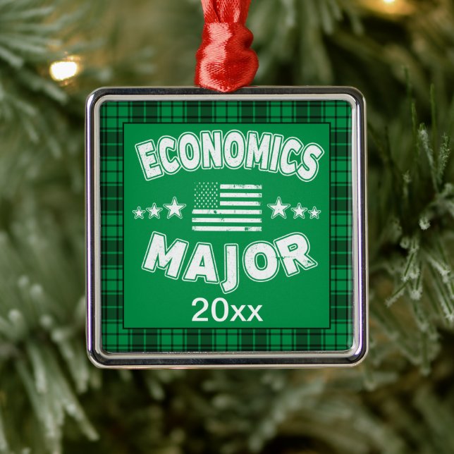 Wirtschaftliche Uni Student Grüne Karierte Weihnac Ornament Aus Metall (Baum)