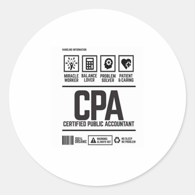 Wirtschaftsprüfer (CPA) Runder Aufkleber (Vorderseite)