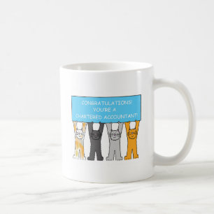 Wirtschaftsprüfer-Glückwunsch-Cartoon-Katzen Kaffeetasse