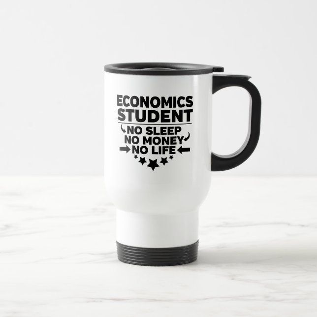 Wirtschaftswissenschaftler schlafen kein Geld ohne Reisebecher (Rechts)