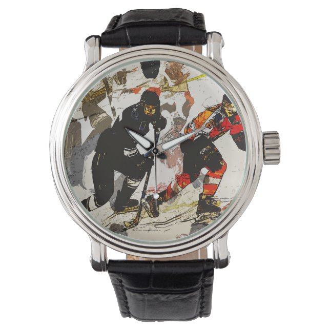 Wischen - Hockeyspieler Armbanduhr (Vorderseite)