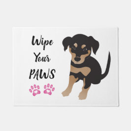 Wischen Sie Ihre Paws Niedliche Puppy Black Pink Fußmatte