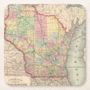 Wisconsin 7 rechteckiger pappuntersetzer