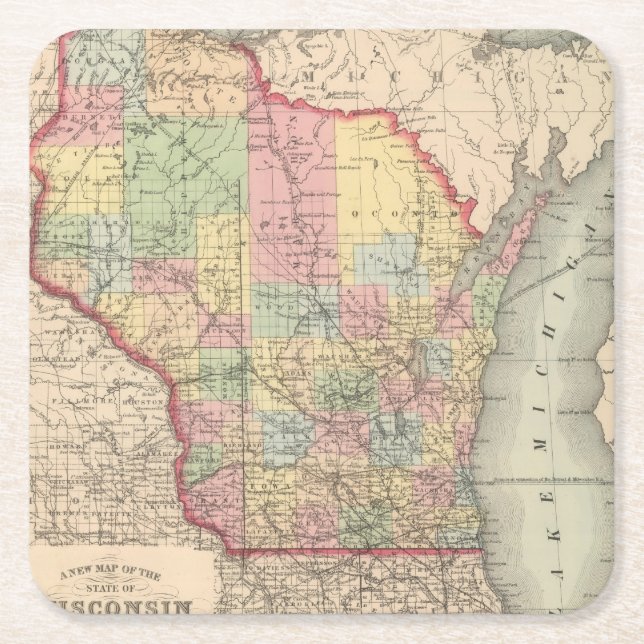 Wisconsin 7 rechteckiger pappuntersetzer (Vorderseite)