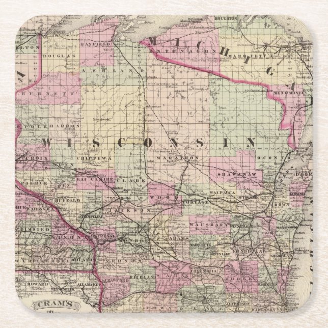 Wisconsin 9 rechteckiger pappuntersetzer (Vorderseite)