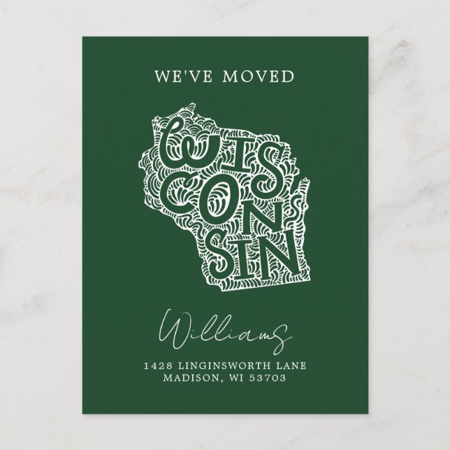 WISCONSIN | Änderung unserer Adresse Postkarte (Vorderseite)