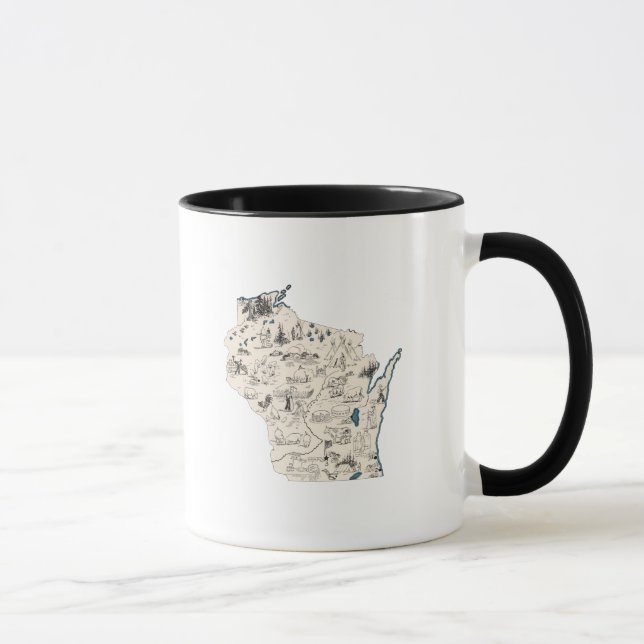 Wisconsin Antiquitätenkarte Kaffee-Cup Tasse (Rechts)