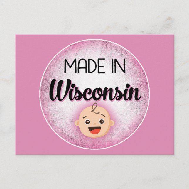 Wisconsin Baby Funny Pink New Girl Postcard Postkarte (Vorderseite)