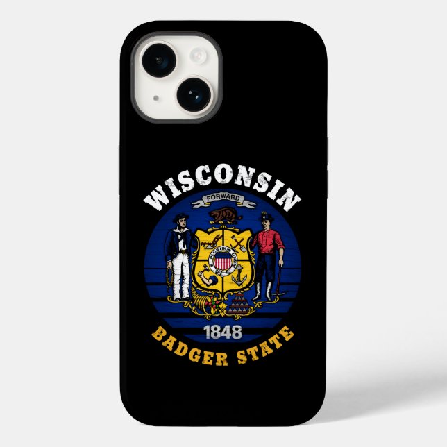 WISCONSIN BADGER STAAT FLAG Case-Mate iPhone 14 HÜLLE (Rückseite)