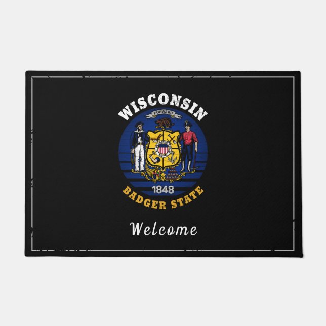 WISCONSIN BADGER STAAT FLAG DOORMAT FUßMATTE (Vorderseite)
