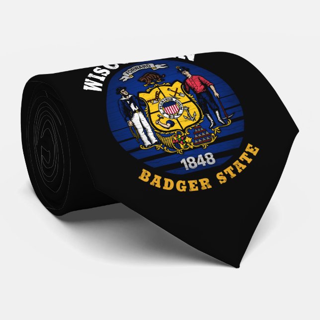 WISCONSIN BADGER STAAT FLAG KRAWATTE (Gerollt)