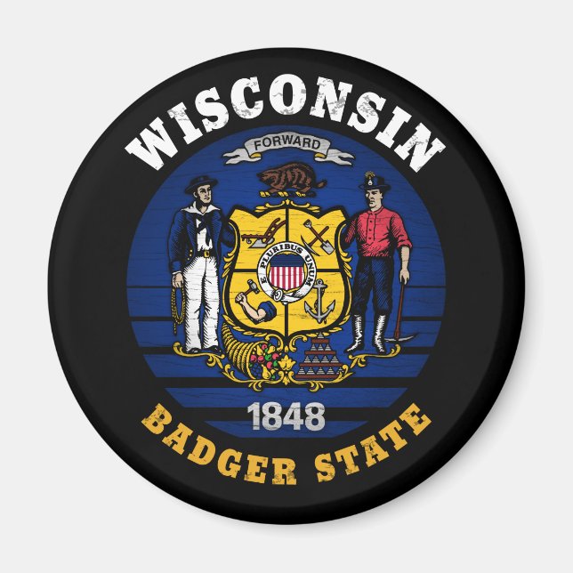 WISCONSIN BADGER STAAT FLAG MAGNET (Vorne)