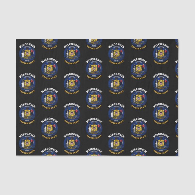 WISCONSIN BADGER STAAT FLAG SEIDENPAPIER (Vorderseite)