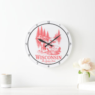 Wisconsin Badger State Kuh Große Wanduhr