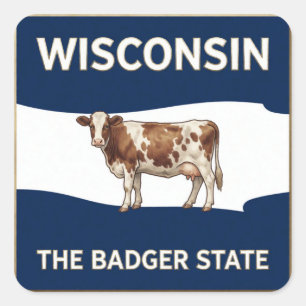Wisconsin-Badger-Symbole und Staatsstolz ✦ Quadratischer Aufkleber