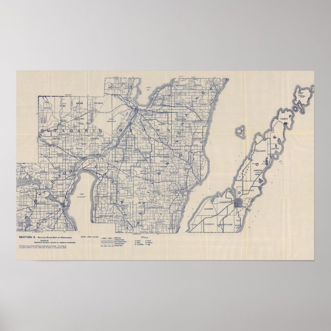 Wisconsin Bicycle Road Map 2 Poster (Vorne)