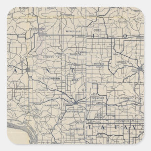 Wisconsin Bicycle Road Map 8 Quadratischer Aufkleber