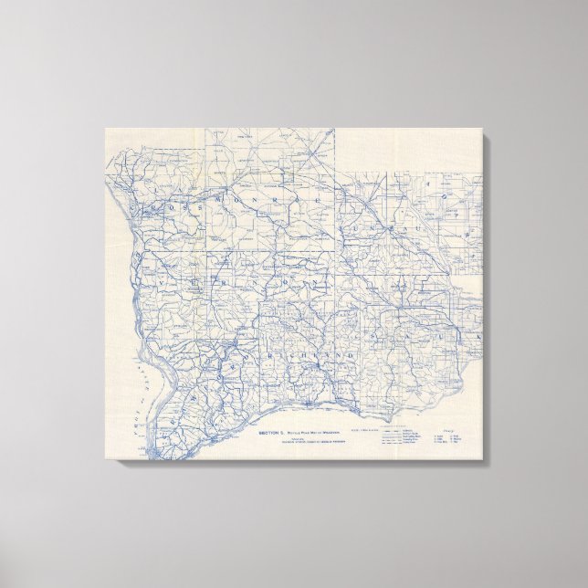 Wisconsin Bicycle Road Map Leinwanddruck (Vorderseite)