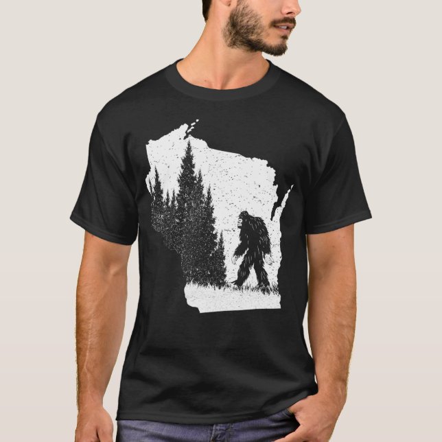 Wisconsin Bigfoot Pride Sasquatch Silhouette Fores T-Shirt (Vorderseite)